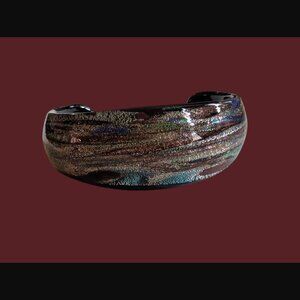 Hand Made Art Glass Size 6.75" Open Cuff C Shaped Bracelet